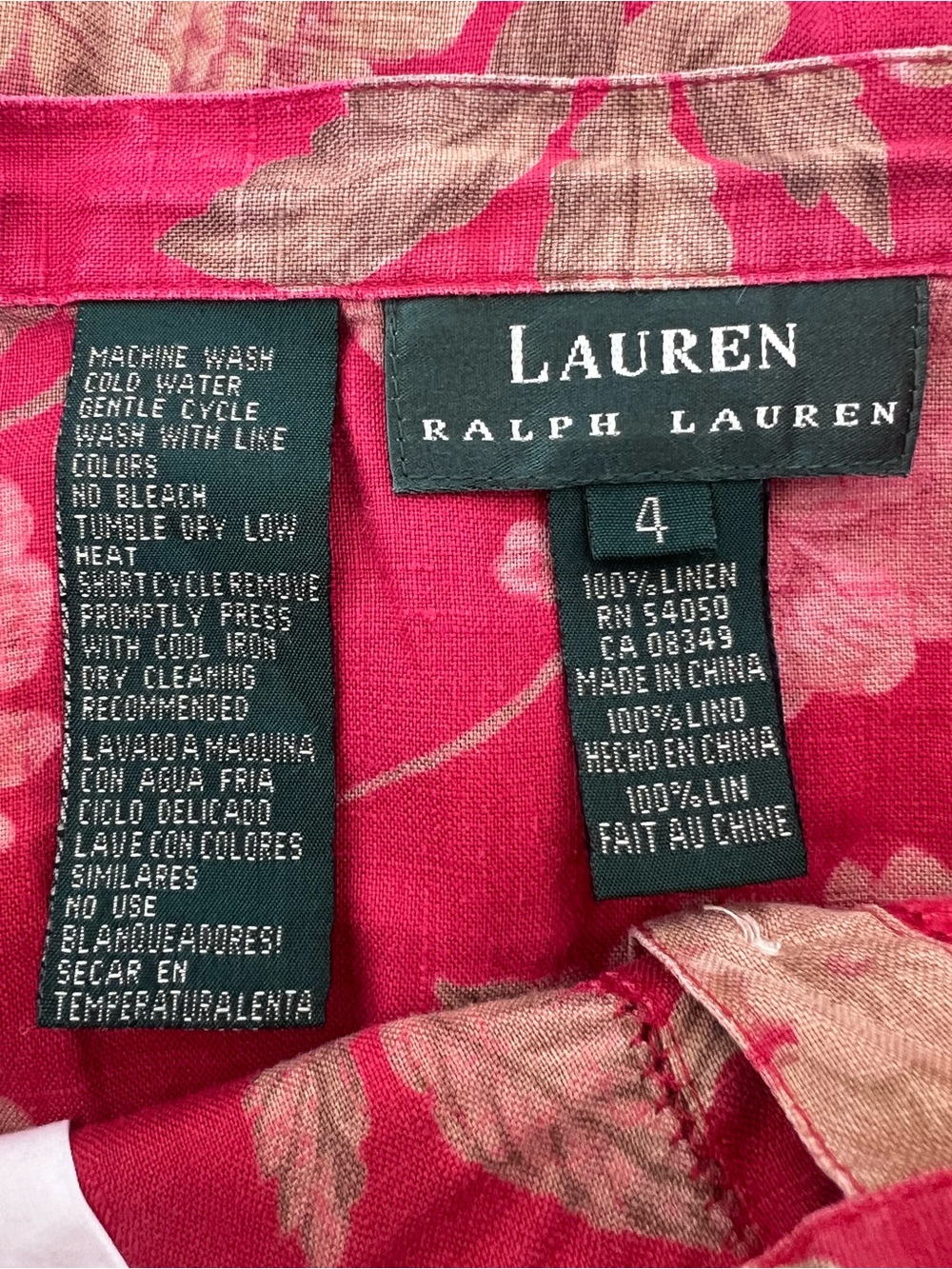 Vintage Lauren Ralph Lauren 100% Linen Floral Maxi Skirt - Picture 3 of 7